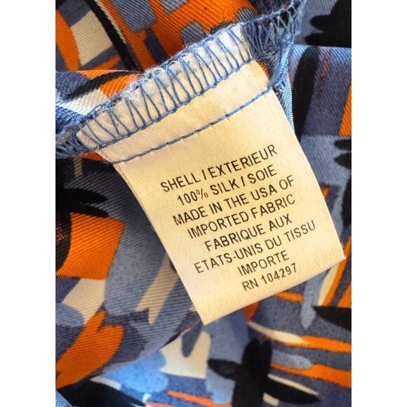 MILLY Vintage 100% Silk Abstract Patterned Button Tie Waist Shirt Dress Size 8 - Picture 6 of 6